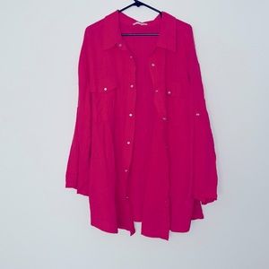 Long pink button up